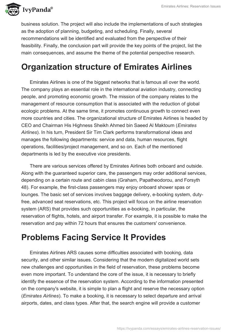 Emirates Airlines: Reservation Issues. Page 2