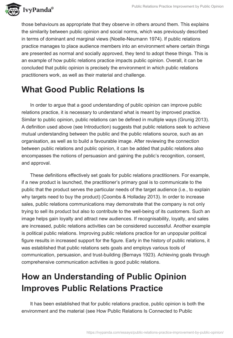 Public Relations Practice Improvement by Public Opinion. Page 5