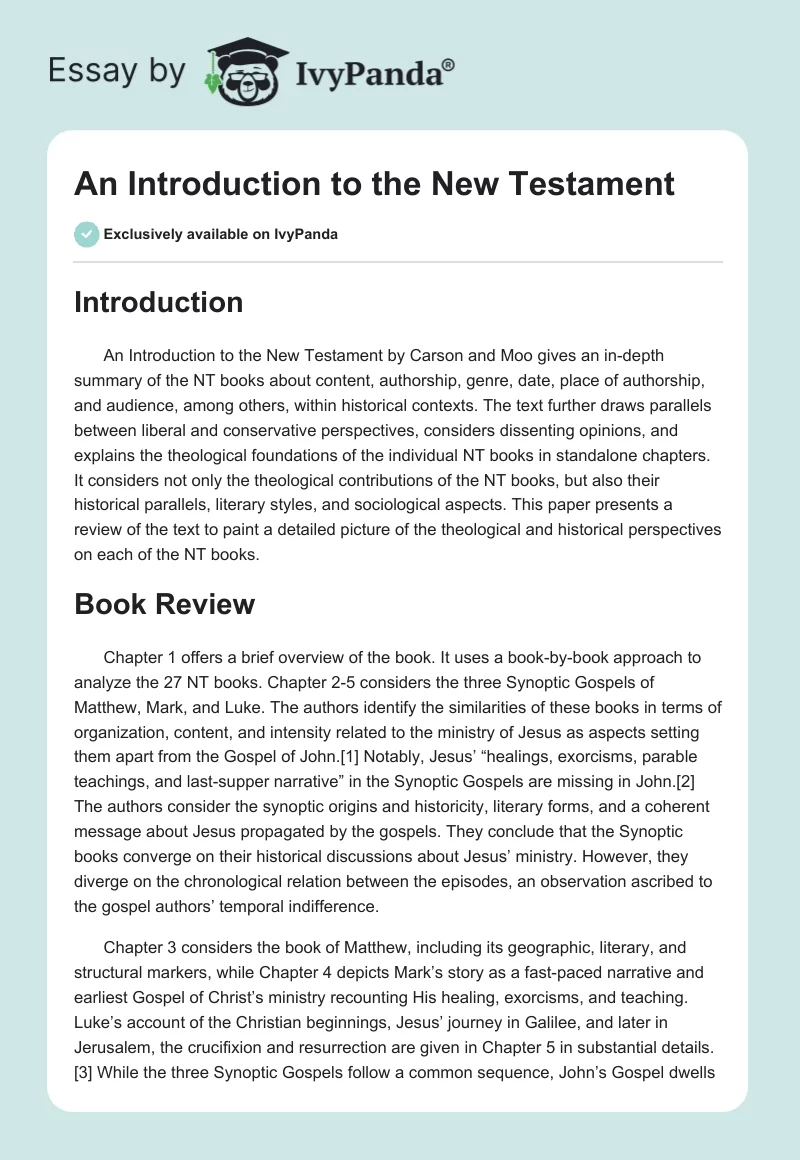 An Introduction to the New Testament. Page 1
