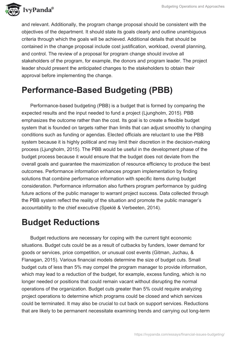 Budgeting Operations and Approaches. Page 2