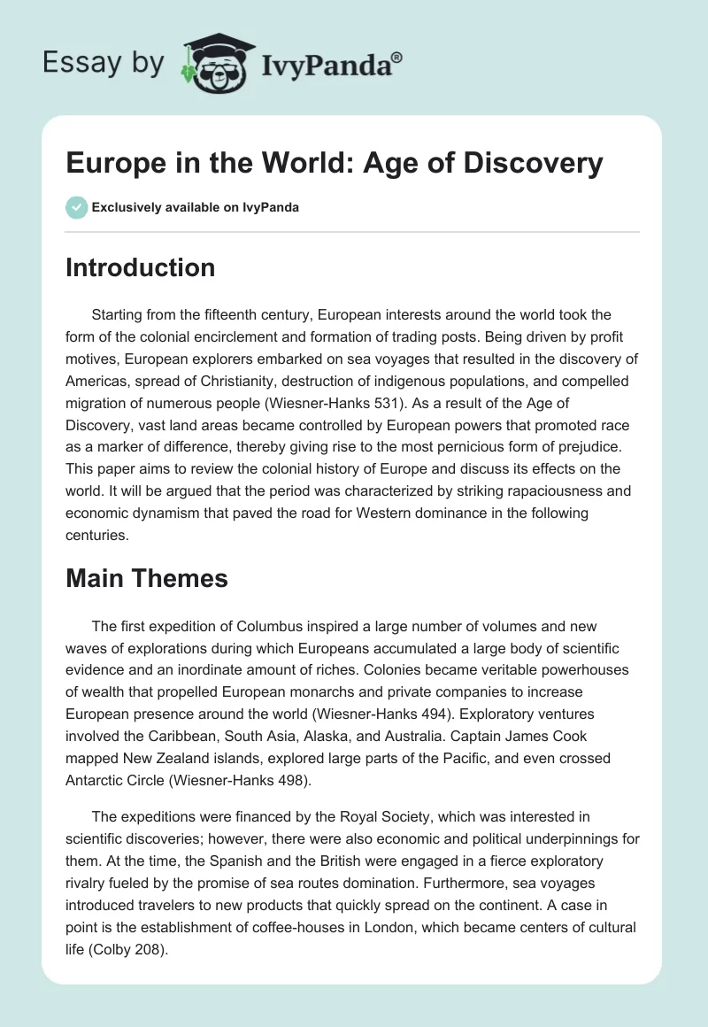 Europe in the World: Age of Discovery. Page 1
