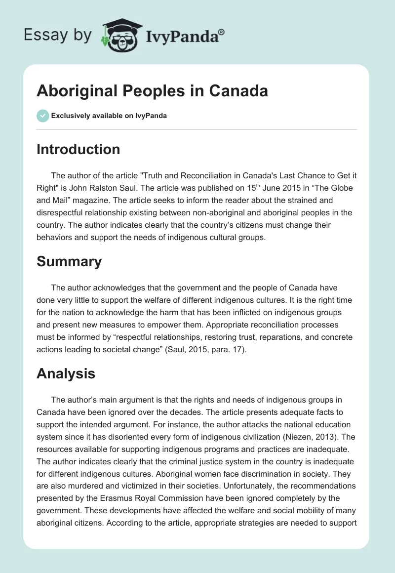 Aboriginal Peoples in Canada. Page 1