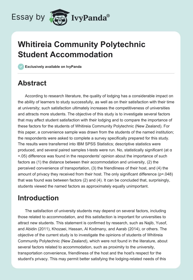 Whitireia Community Polytechnic Student Accommodation. Page 1