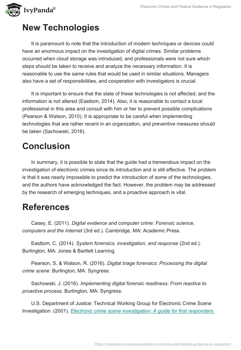 Electronic Crimes and Federal Guidance in Regulation. Page 3