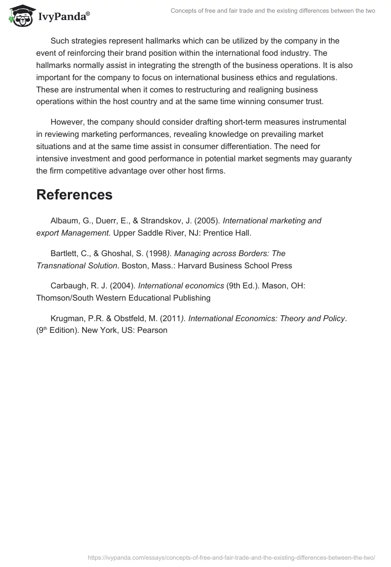 Concepts of Free and Fair Trade and the Existing Differences Between the Two. Page 4