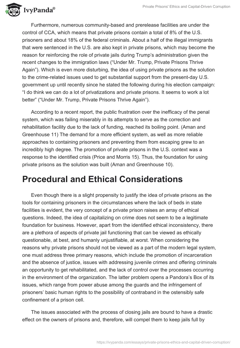 Private Prisons' Ethics and Capital-Driven Corruption. Page 2