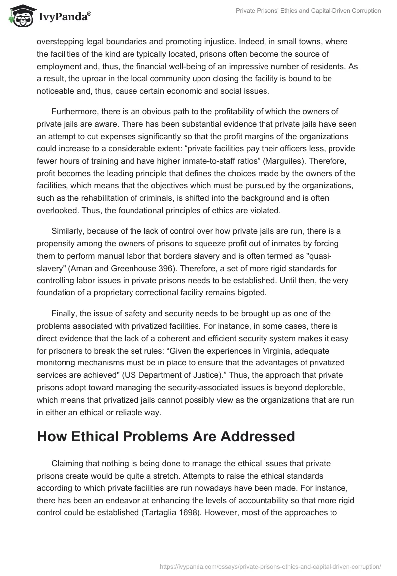 Private Prisons' Ethics and Capital-Driven Corruption. Page 3