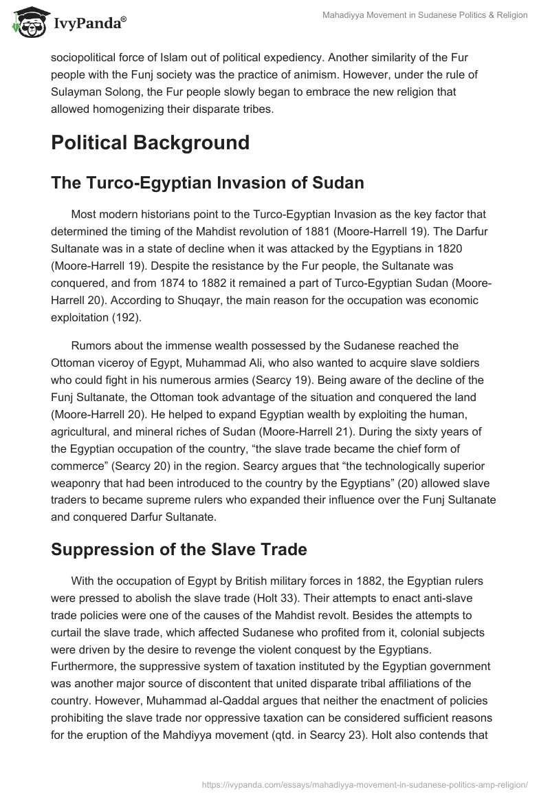 Mahadiyya Movement in Sudanese Politics & Religion. Page 3