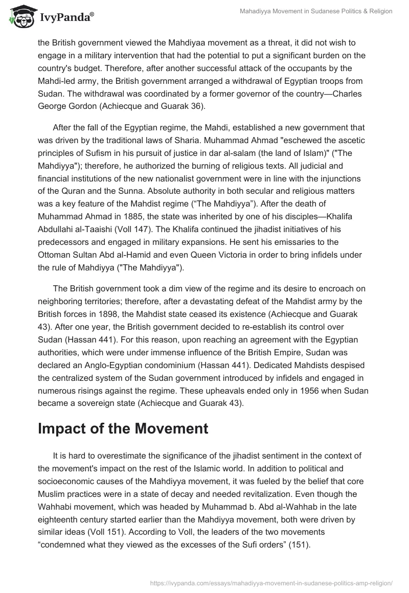 Mahadiyya Movement in Sudanese Politics & Religion. Page 5