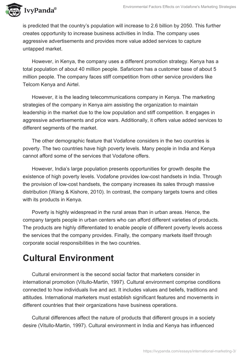 Environmental Factors Effects on Vodafone's Marketing Strategies. Page 3