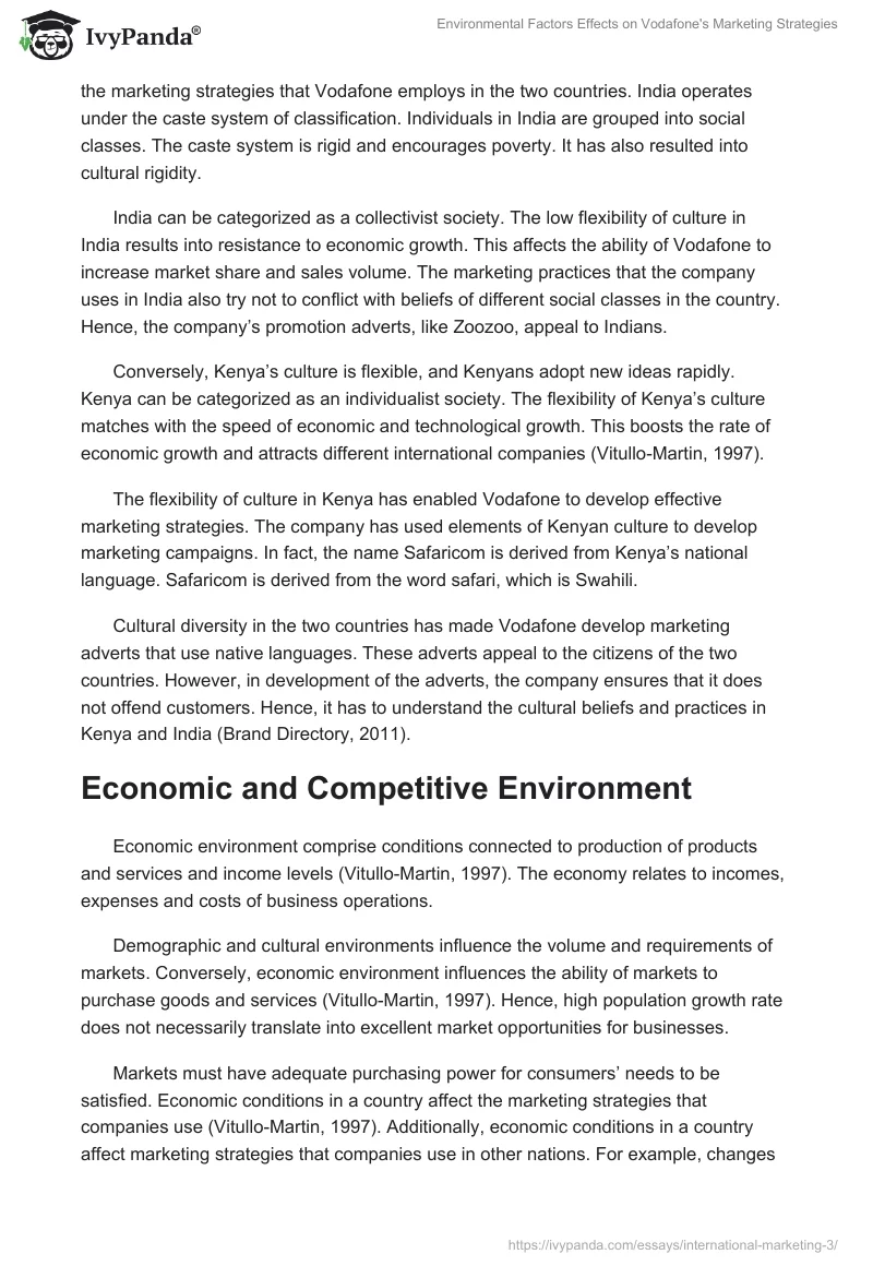 Environmental Factors Effects on Vodafone's Marketing Strategies. Page 4