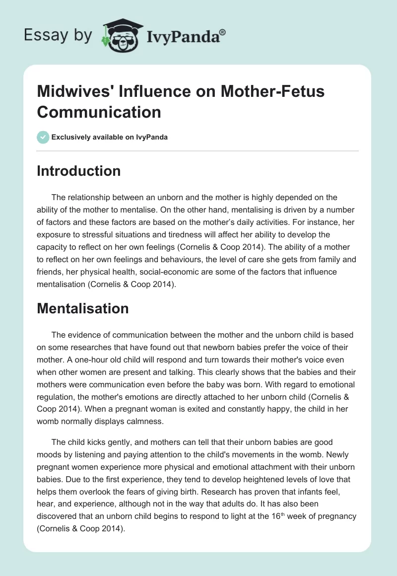 Midwives' Influence on Mother-Fetus Communication. Page 1