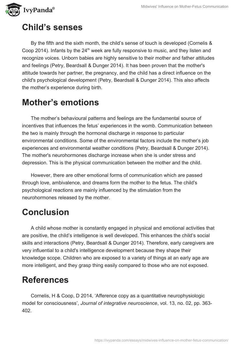 Midwives' Influence on Mother-Fetus Communication. Page 2