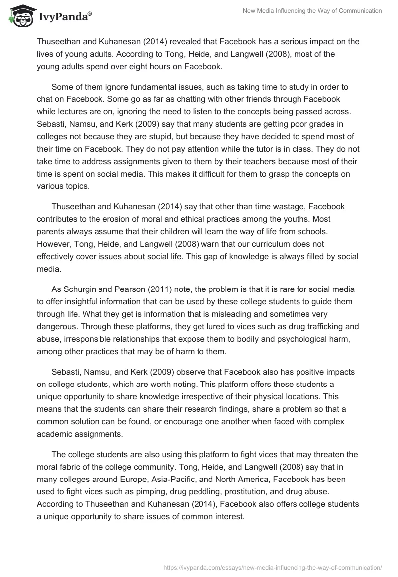 New Media Influencing the Way of Communication. Page 2