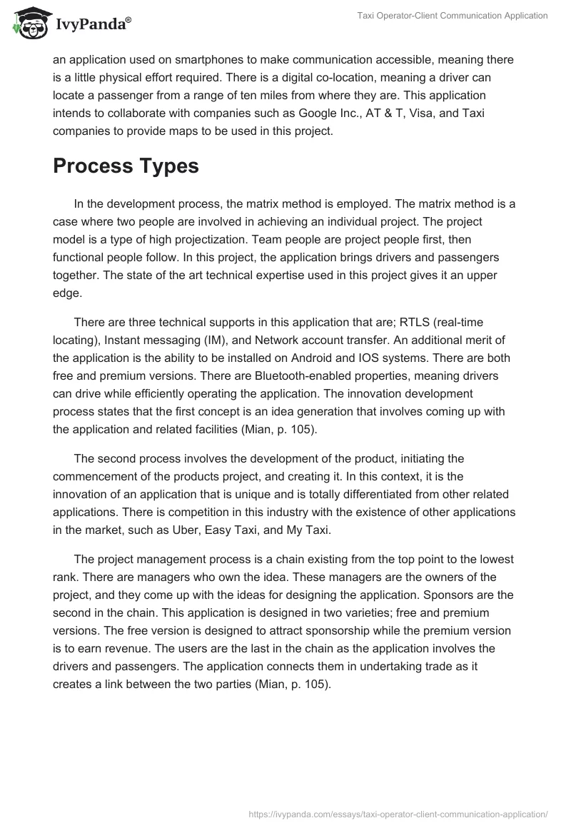 Taxi Operator-Client Communication Application. Page 3