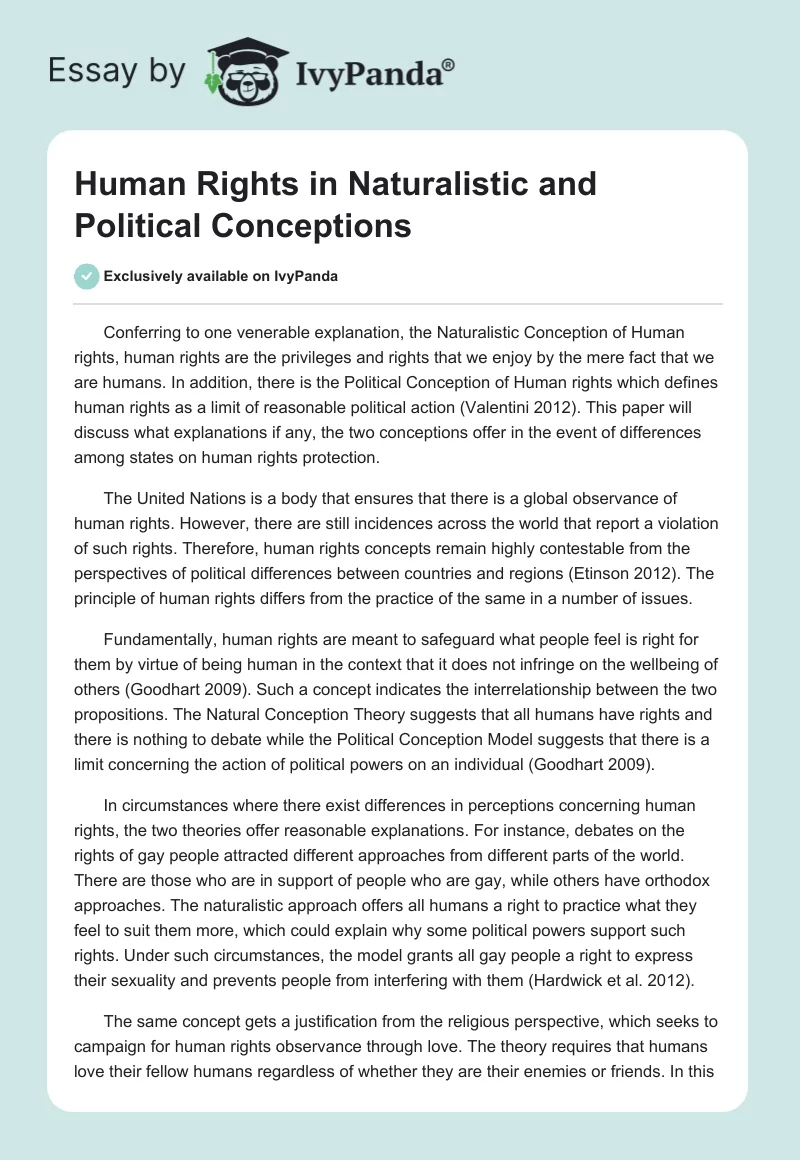 Human Rights in Naturalistic and Political Conceptions. Page 1