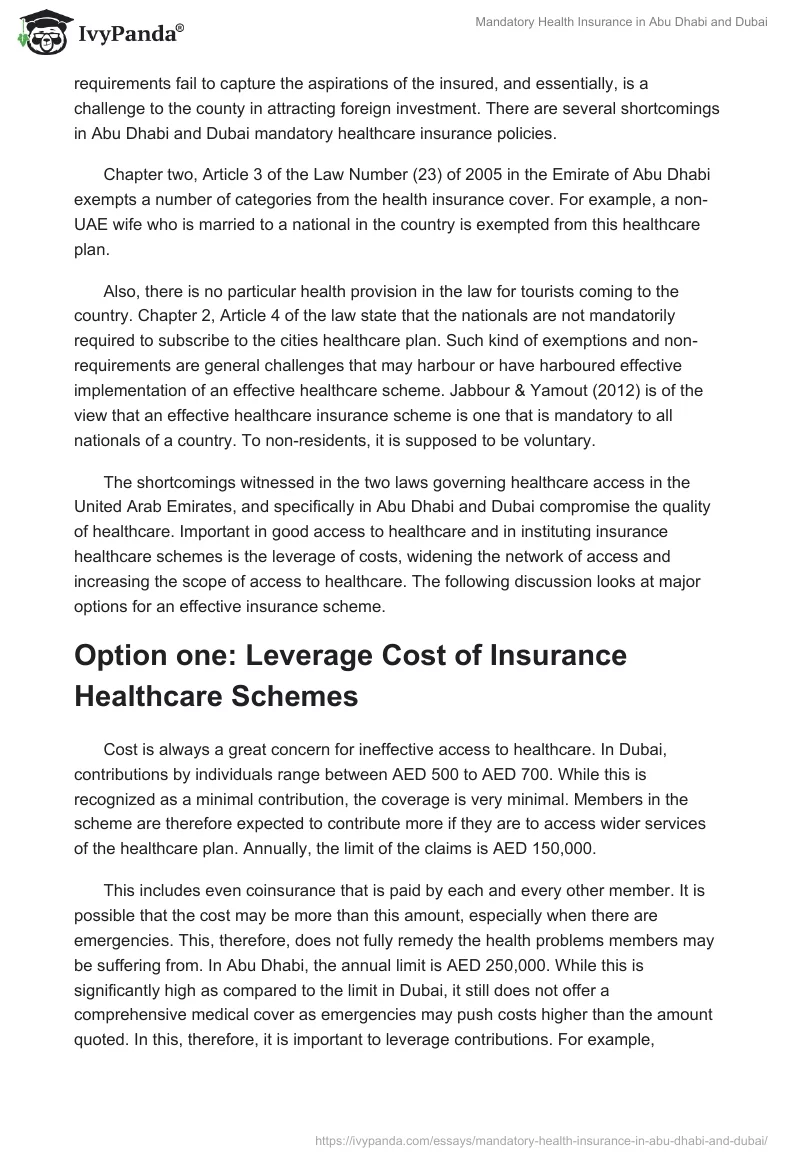 Mandatory Health Insurance in Abu Dhabi and Dubai. Page 2