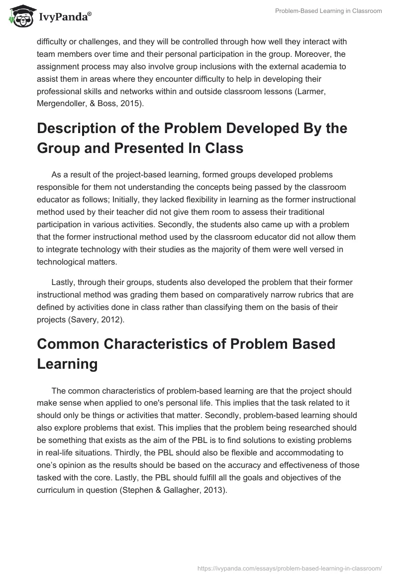 Problem-Based Learning in Classroom. Page 2