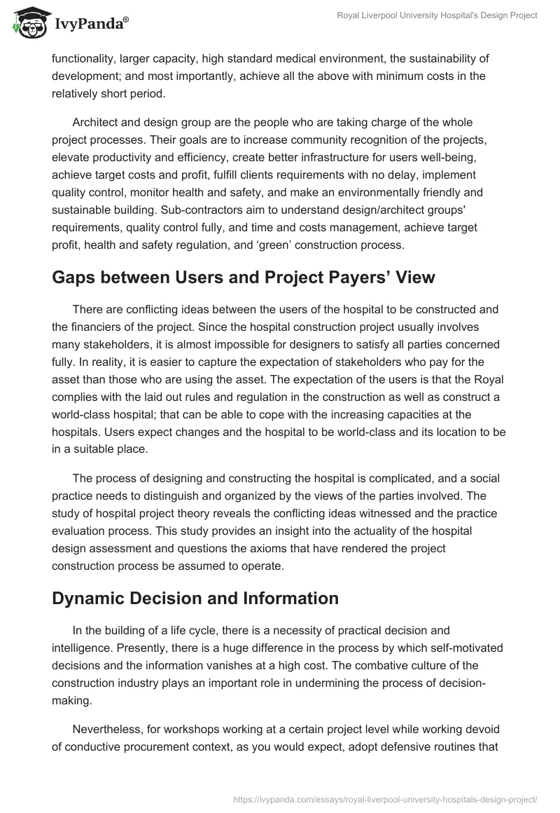 Royal Liverpool University Hospital's Design Project. Page 4