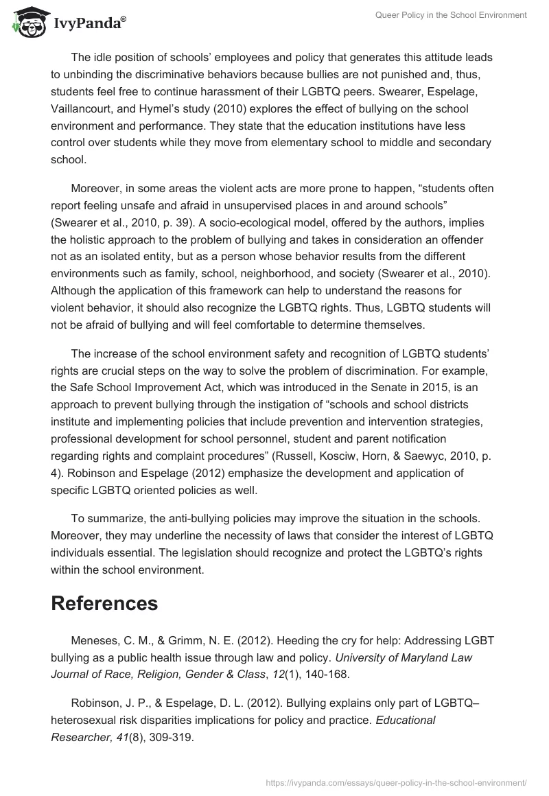 Queer Policy in the School Environment. Page 2