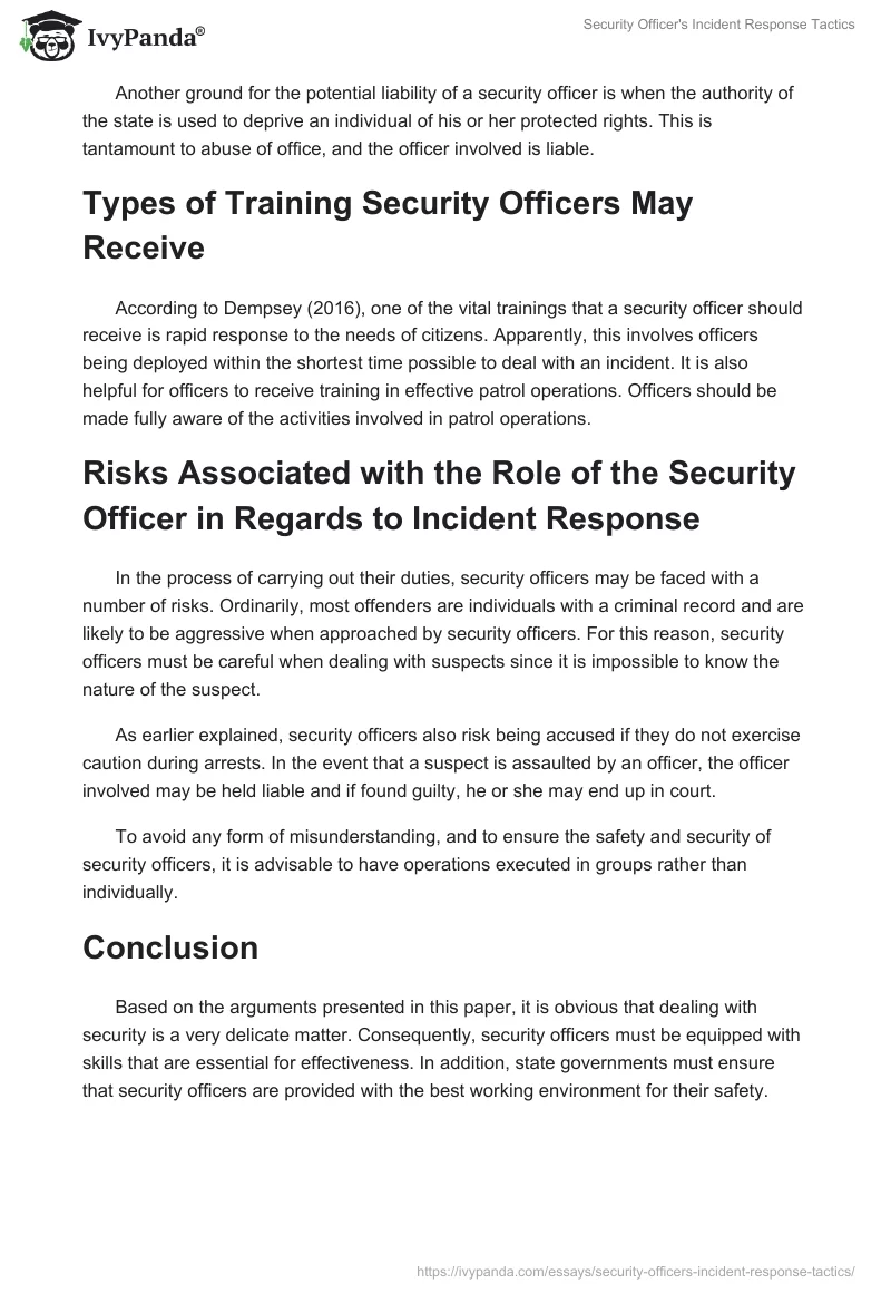 Security Officer's Incident Response Tactics. Page 2