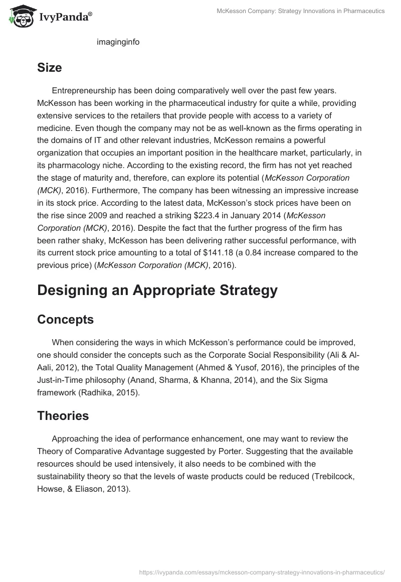 McKesson Company: Strategy Innovations in Pharmaceutics. Page 4