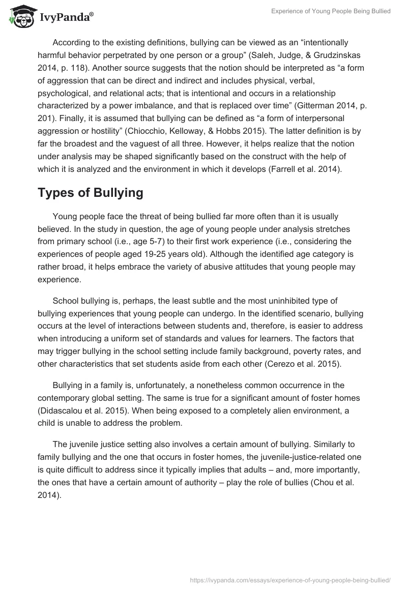 Experience of Young People Being Bullied. Page 4