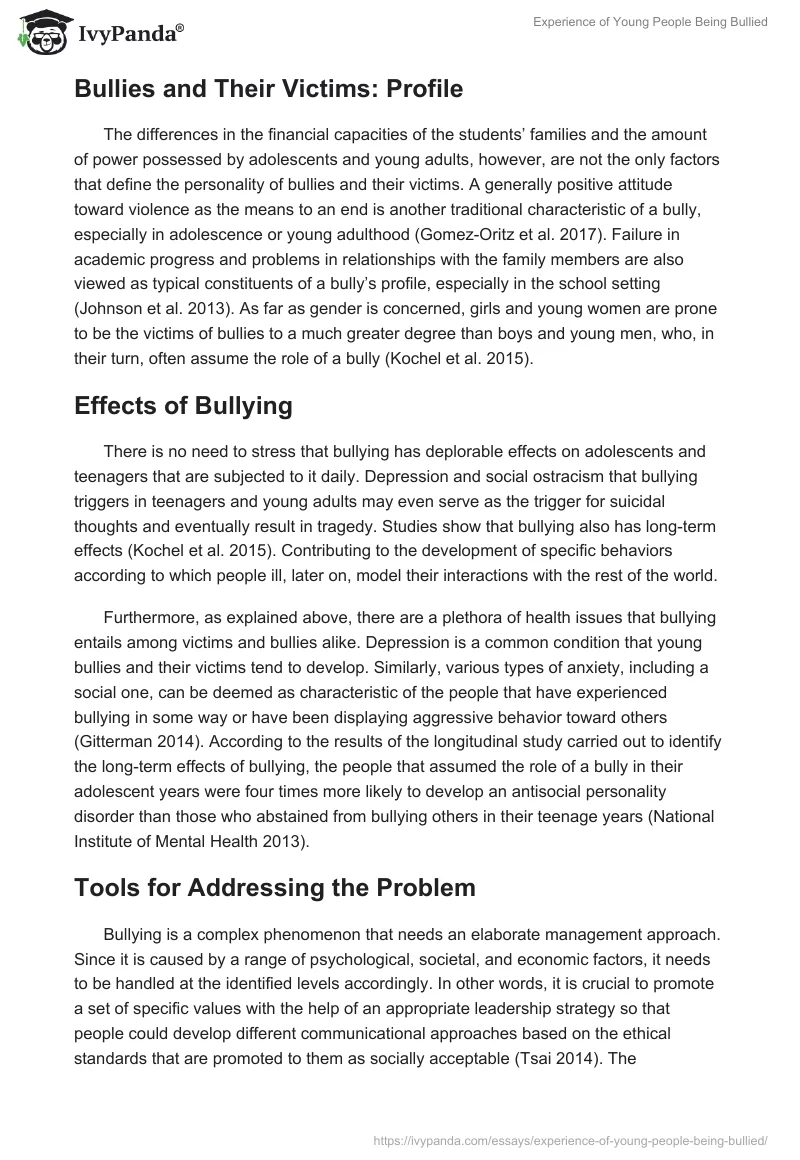 Experience of Young People Being Bullied. Page 5
