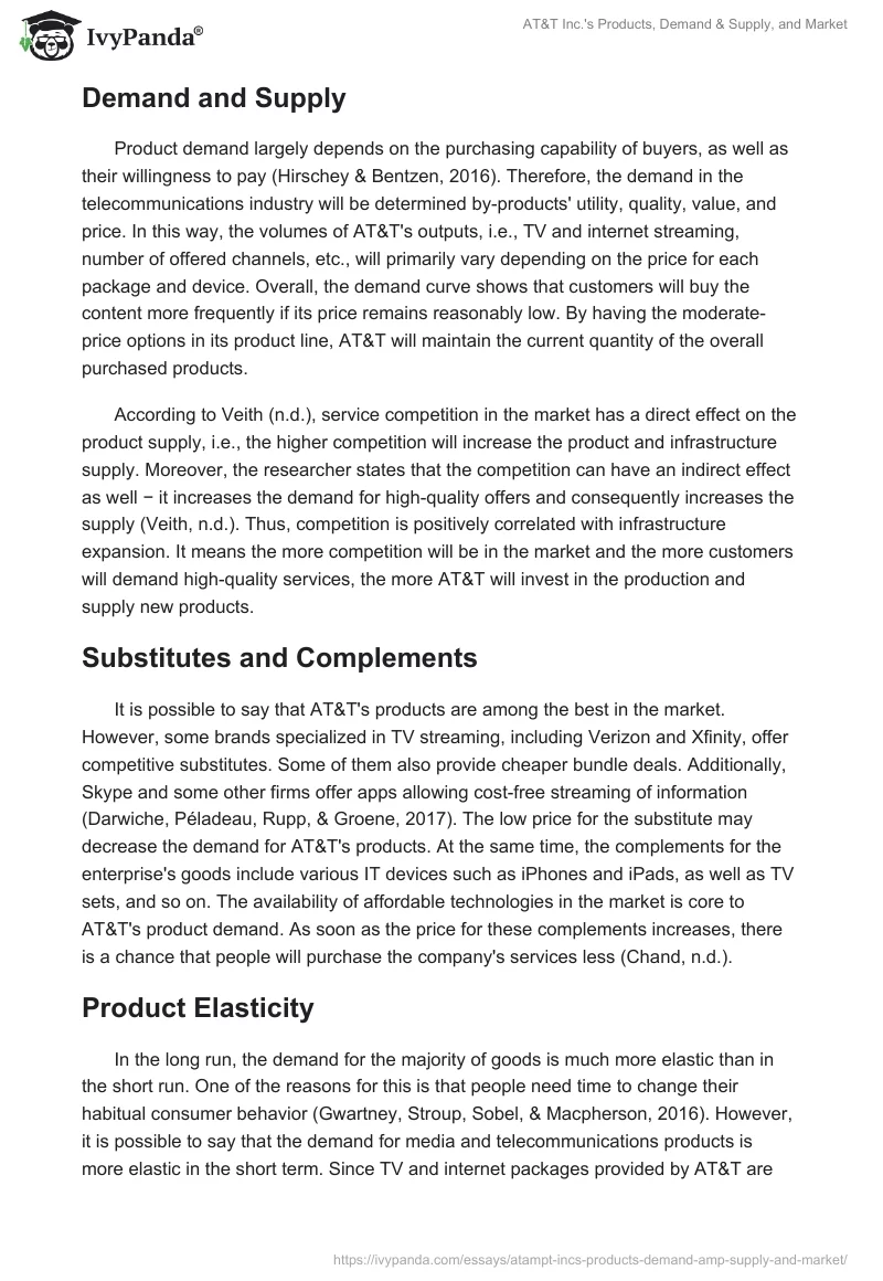 AT&T Inc.'s Products, Demand & Supply, and Market. Page 2