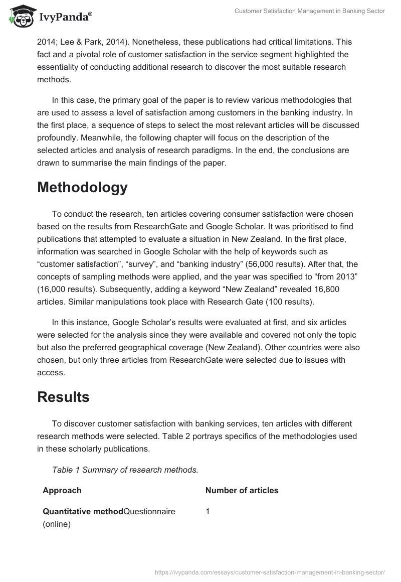 Customer Satisfaction Management in Banking Sector. Page 2