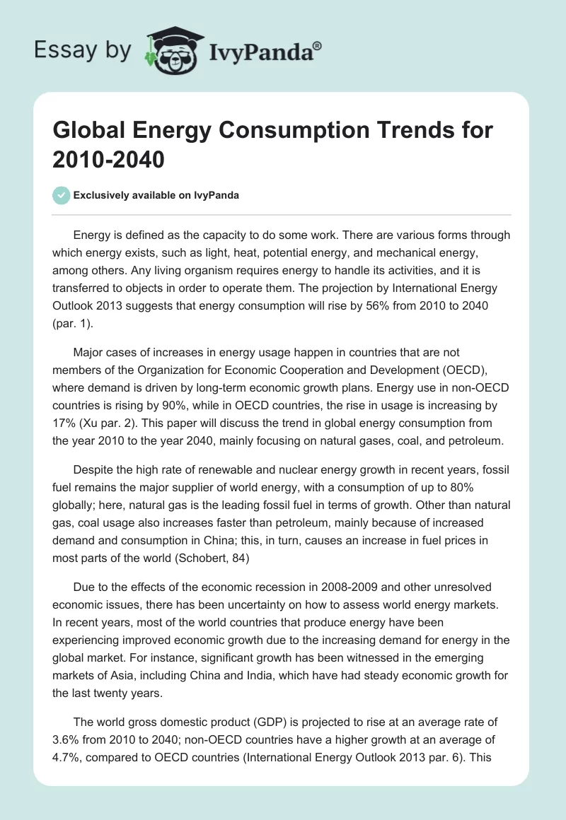 Global Energy Consumption Trends for 2010-2040. Page 1