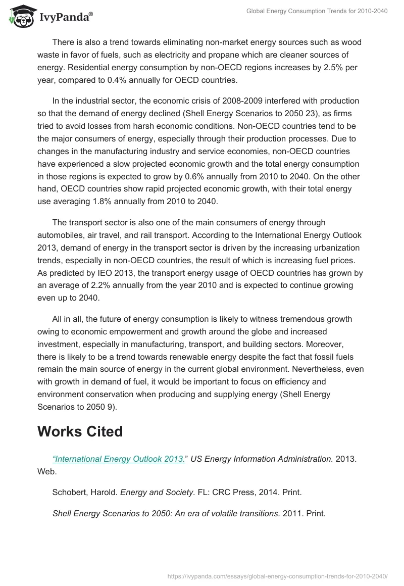 Global Energy Consumption Trends for 2010-2040. Page 3