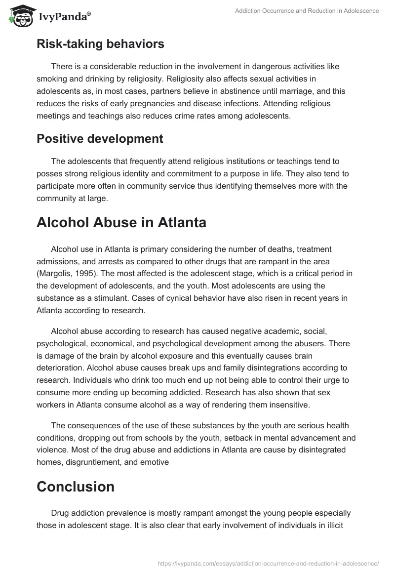 Addiction Occurrence and Reduction in Adolescence. Page 3