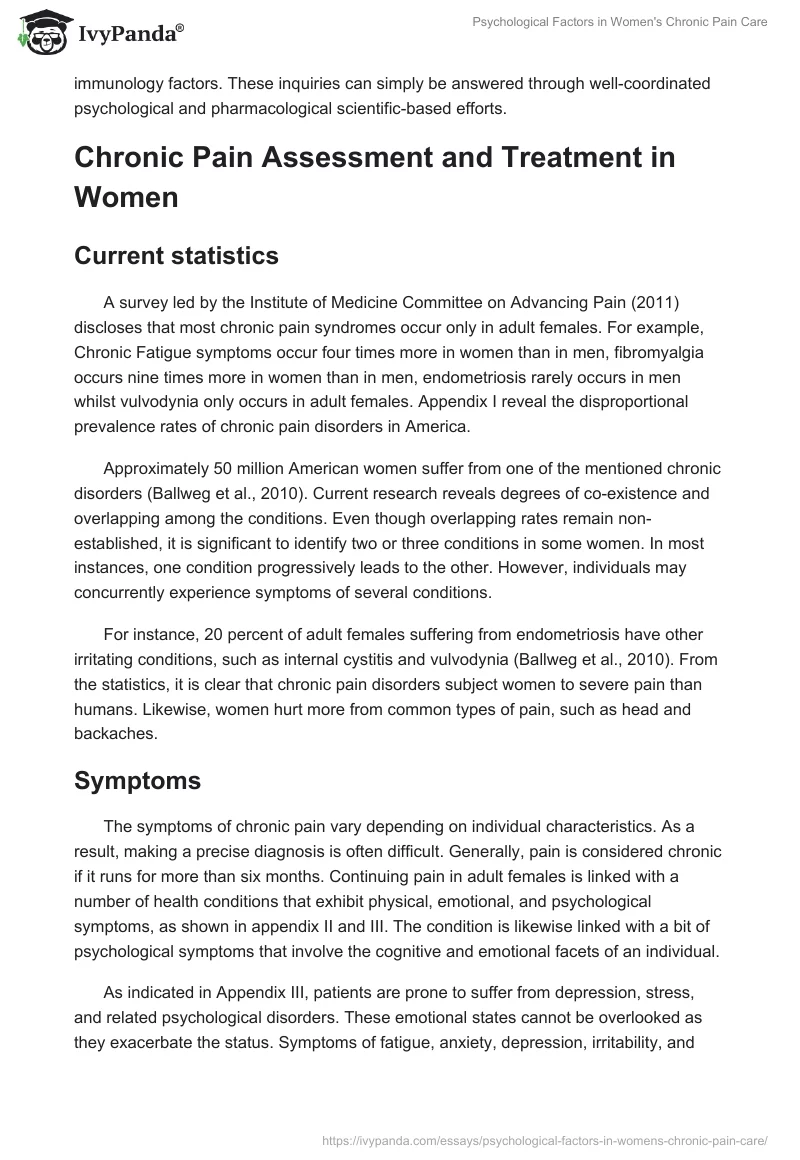 Psychological Factors in Women's Chronic Pain Care. Page 3