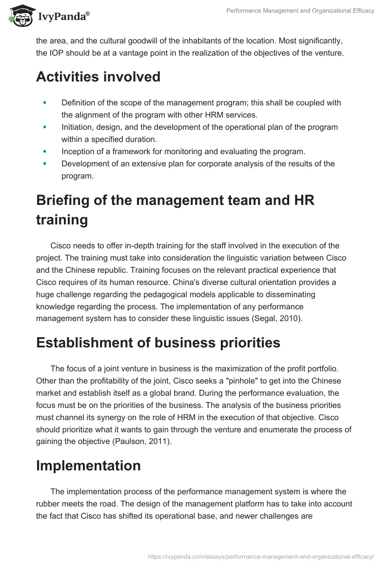 Performance Management and Organizational Efficacy. Page 4