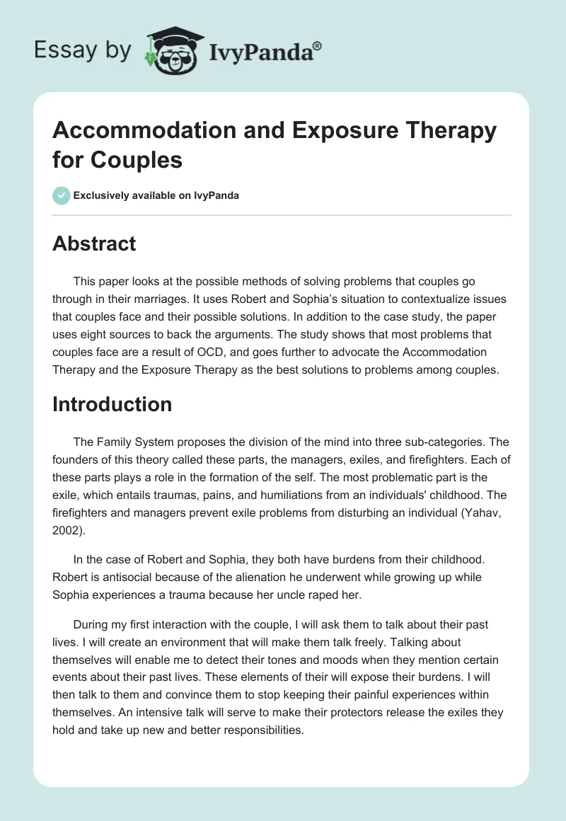Accommodation and Exposure Therapy for Couples. Page 1
