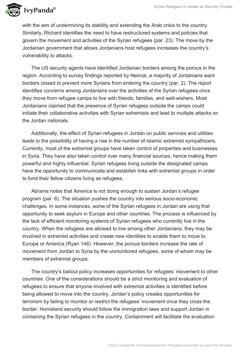Syrian Refugees in Jordan as Security Threats. Page 4