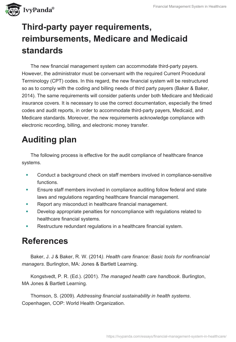 Financial Management System in Healthcare. Page 4