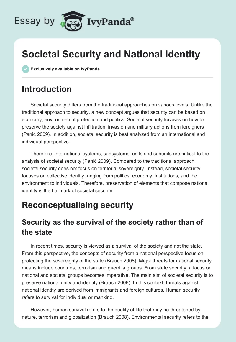 Societal Security and National Identity. Page 1