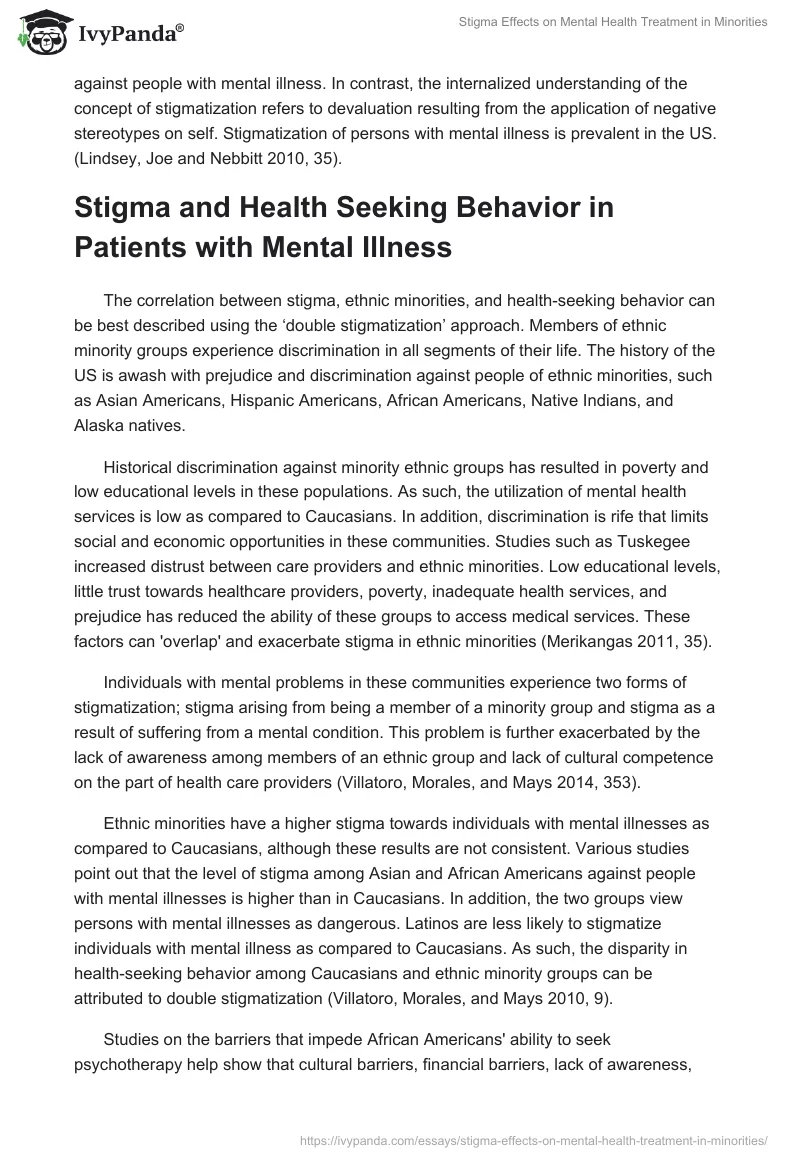 Stigma Effects on Mental Health Treatment in Minorities. Page 2