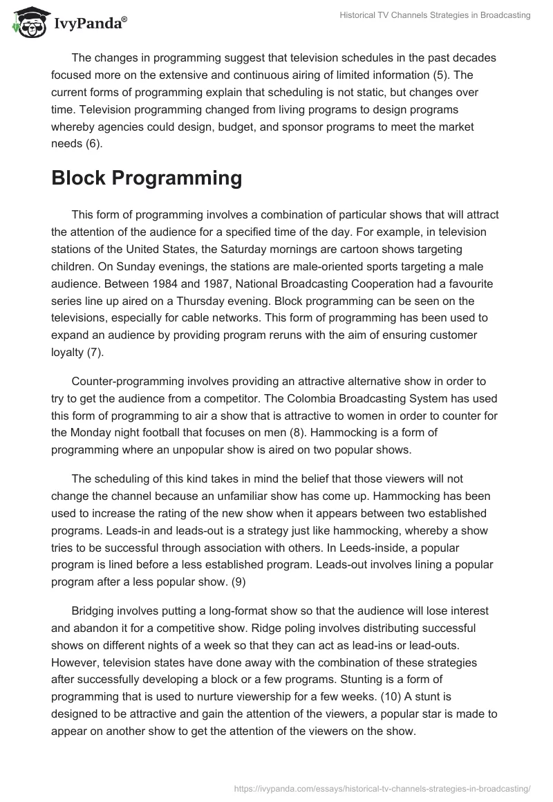 Historical TV Channels Strategies in Broadcasting. Page 2