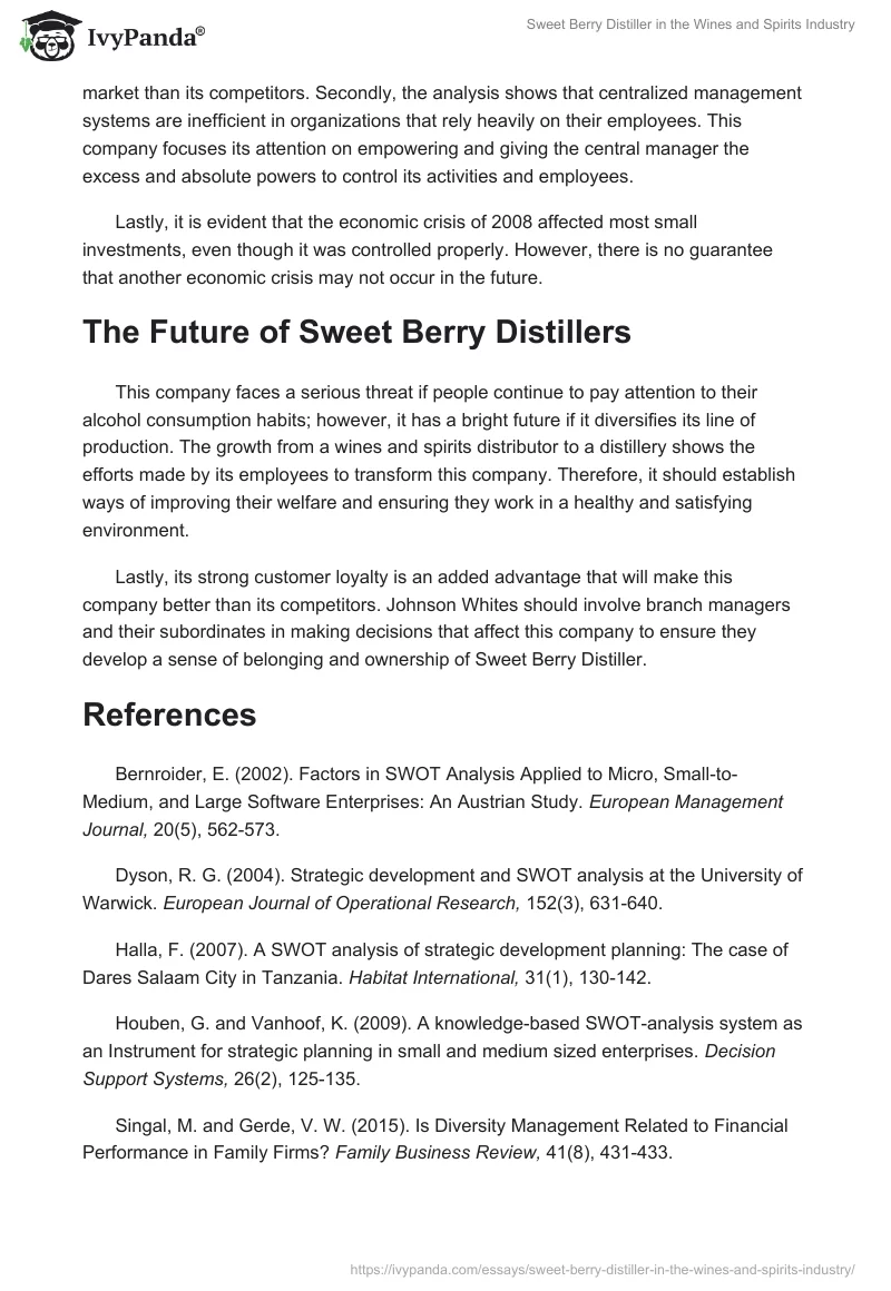Sweet Berry Distiller in the Wines and Spirits Industry. Page 5