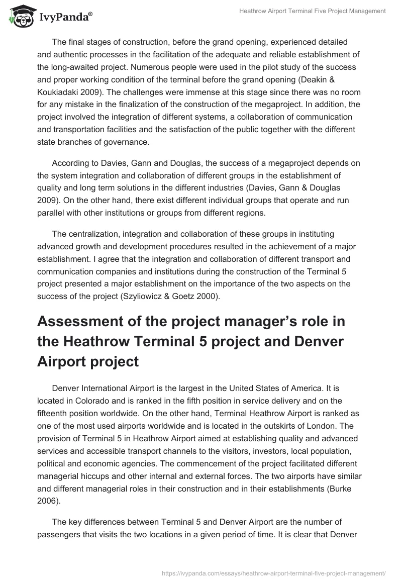 Heathrow Airport Terminal Five Project Management. Page 2