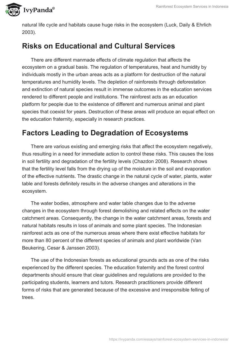 Rainforest Ecosystem Services in Indonesia. Page 2