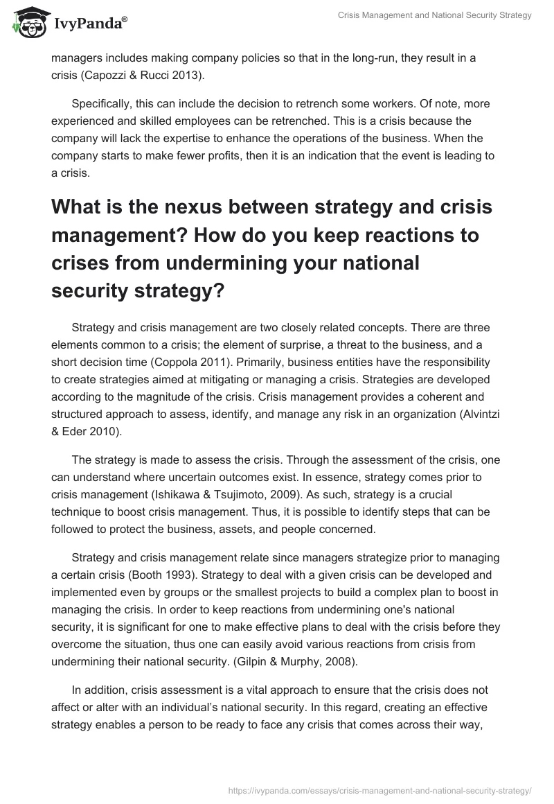 Crisis Management and National Security Strategy. Page 2