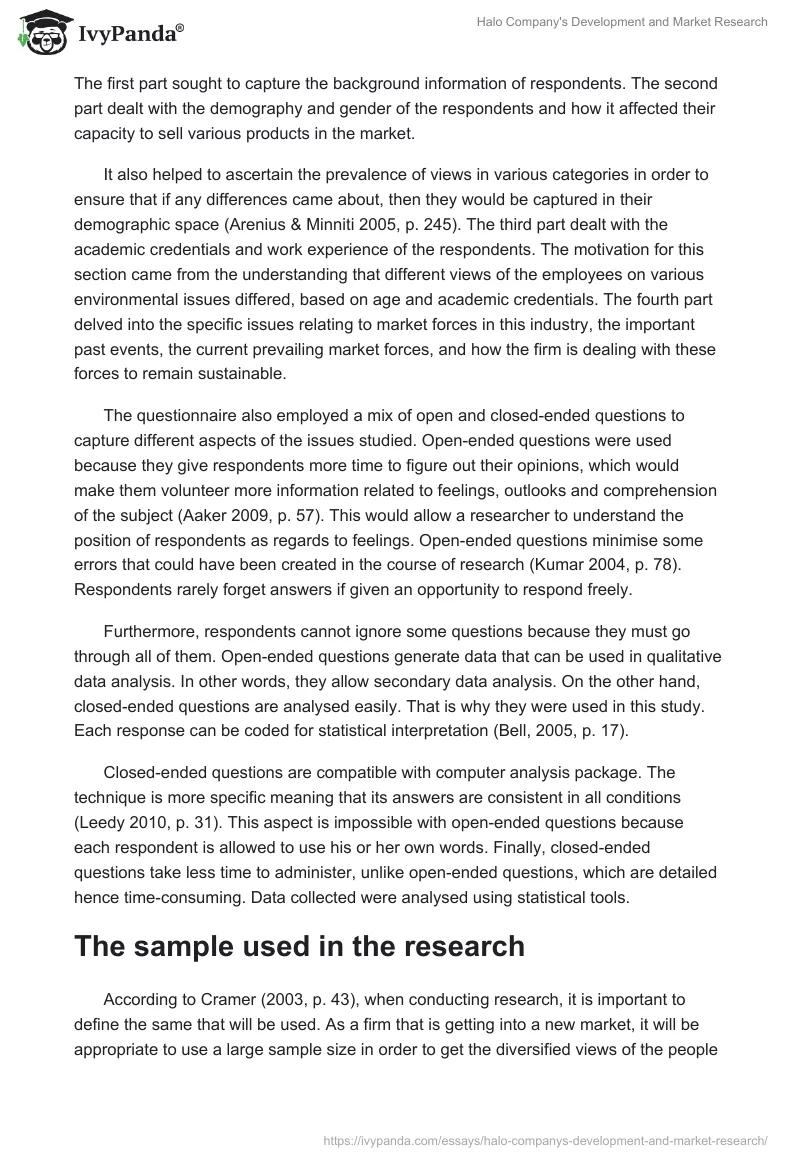 Halo Company's Development and Market Research. Page 4