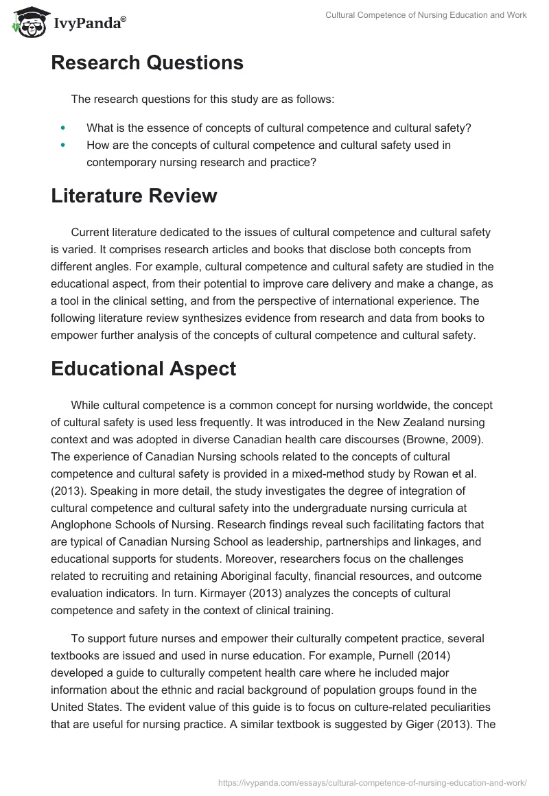 Cultural Competence of Nursing Education and Work. Page 2