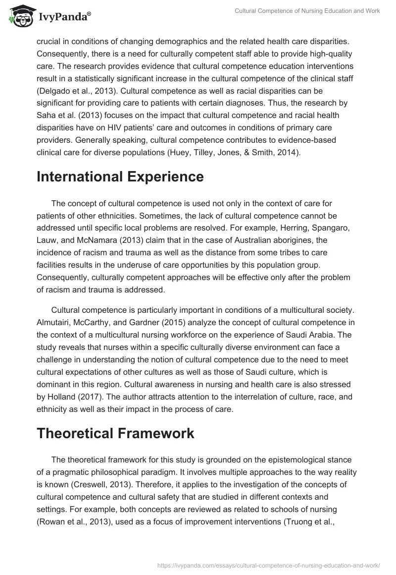 Cultural Competence of Nursing Education and Work. Page 4