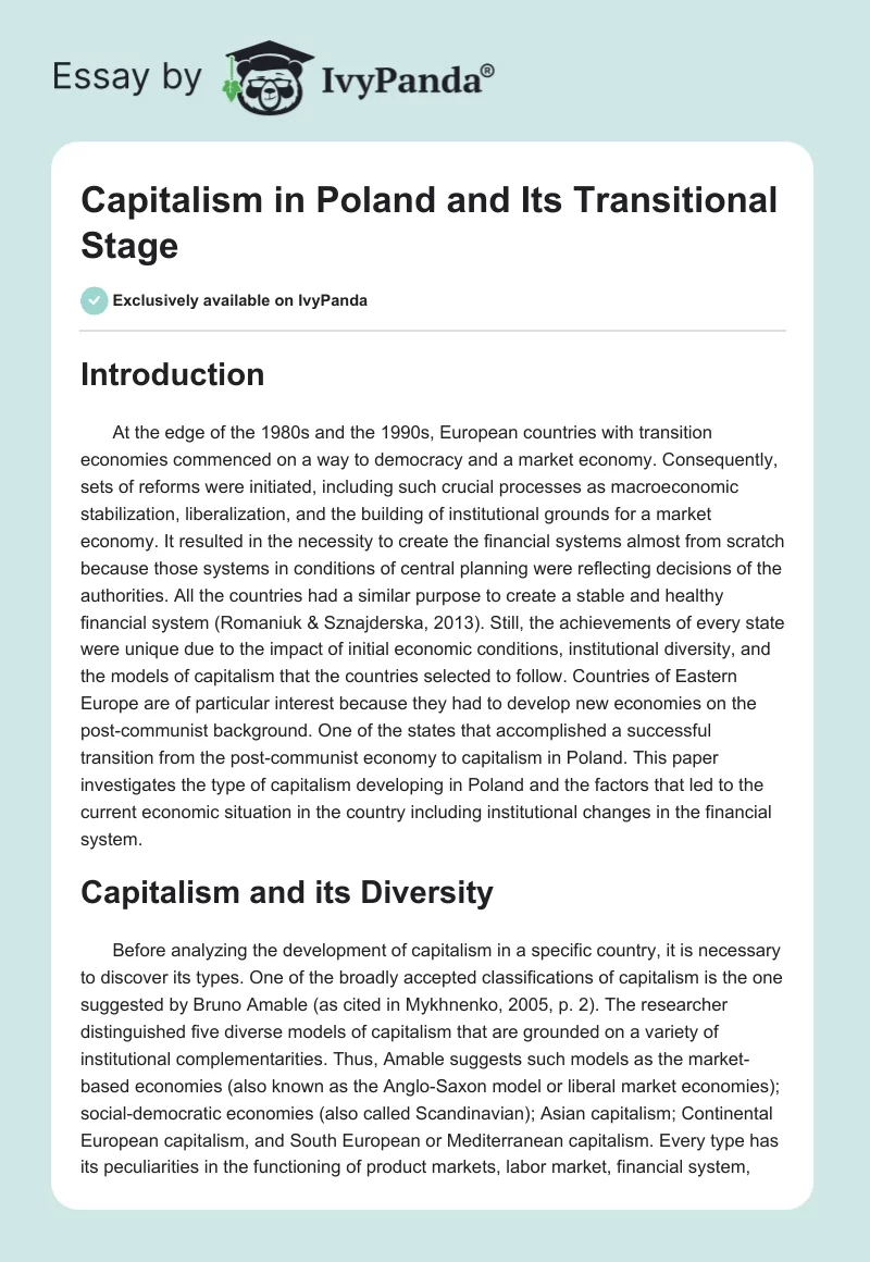 Capitalism in Poland and Its Transitional Stage. Page 1