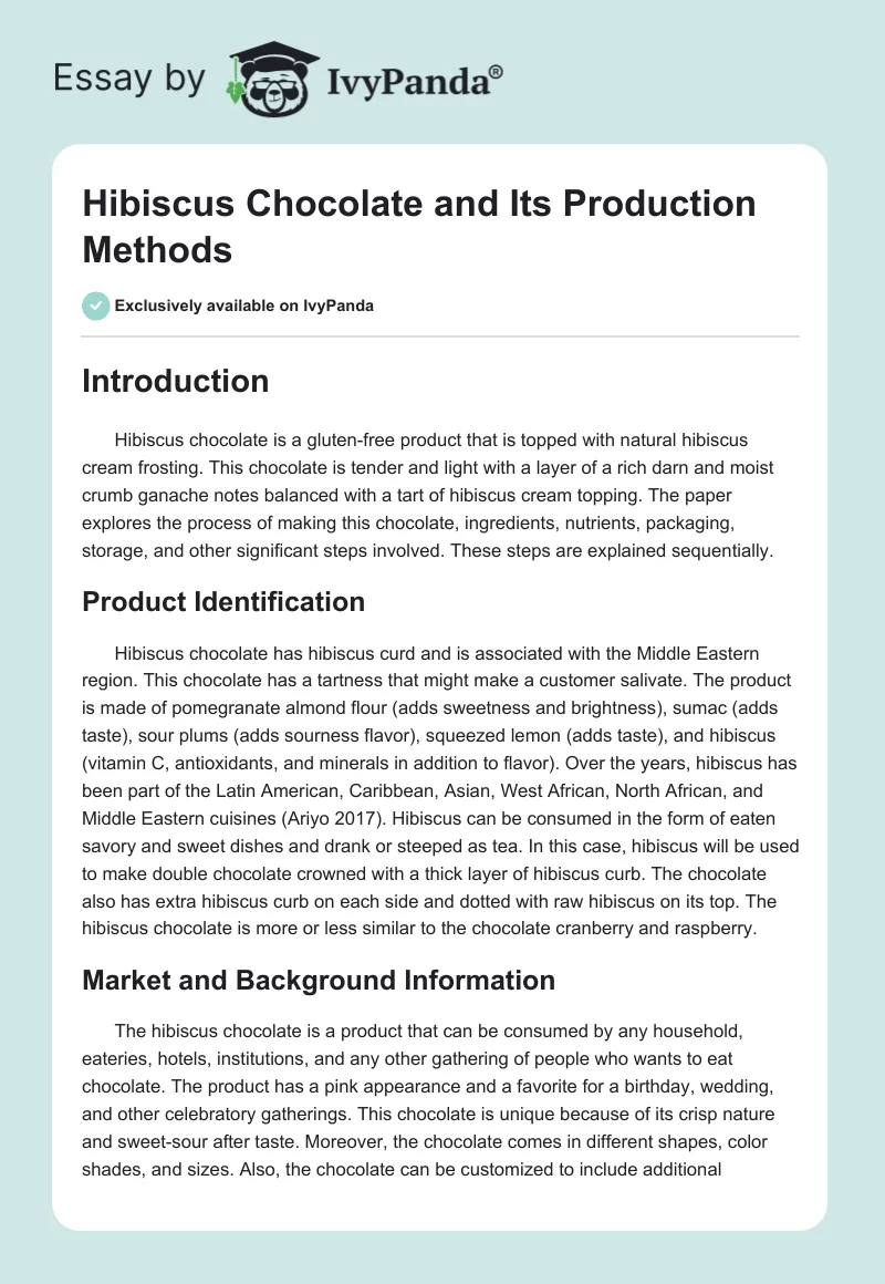 Hibiscus Chocolate and Its Production Methods. Page 1